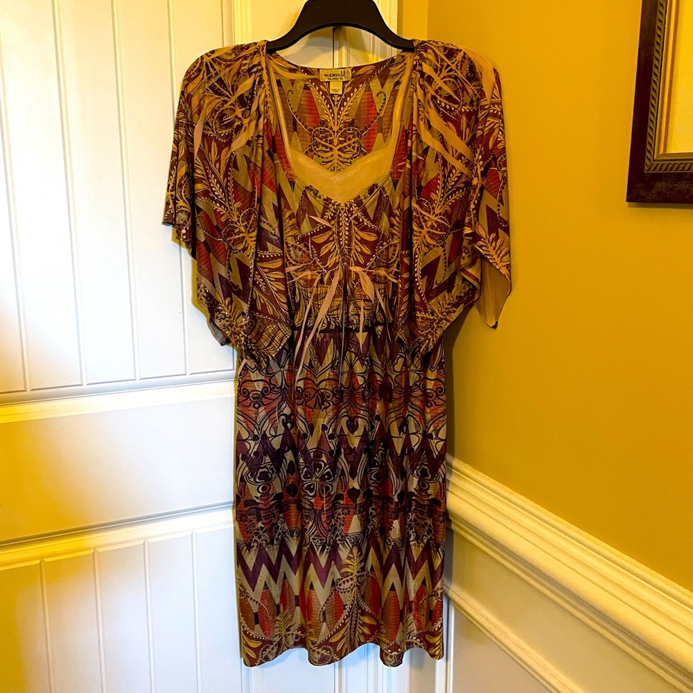 One World, Beautiful dress for Fall! Bead detailing at edge of sleeves, sz small